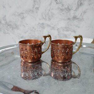 Manning Quality l Copper Brass Intricate Ornate Cups Decor